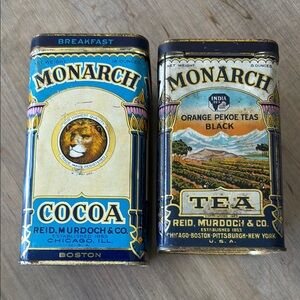 Monarch Cocoa and Tea Tins